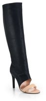 Thumbnail for your product : Jerome Dreyfuss Ella Embossed Leather Open-Toe Knee-High Boots