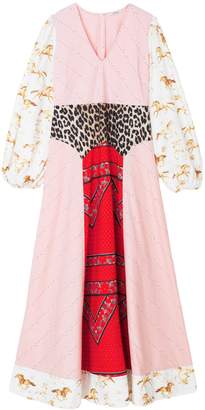 Ganni Mixed Cotton Poplin Maxi Dress in Block Colour