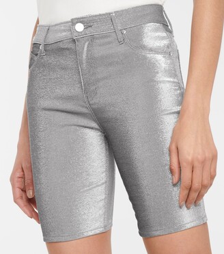 RtA Toure metallic stretch-denim shorts