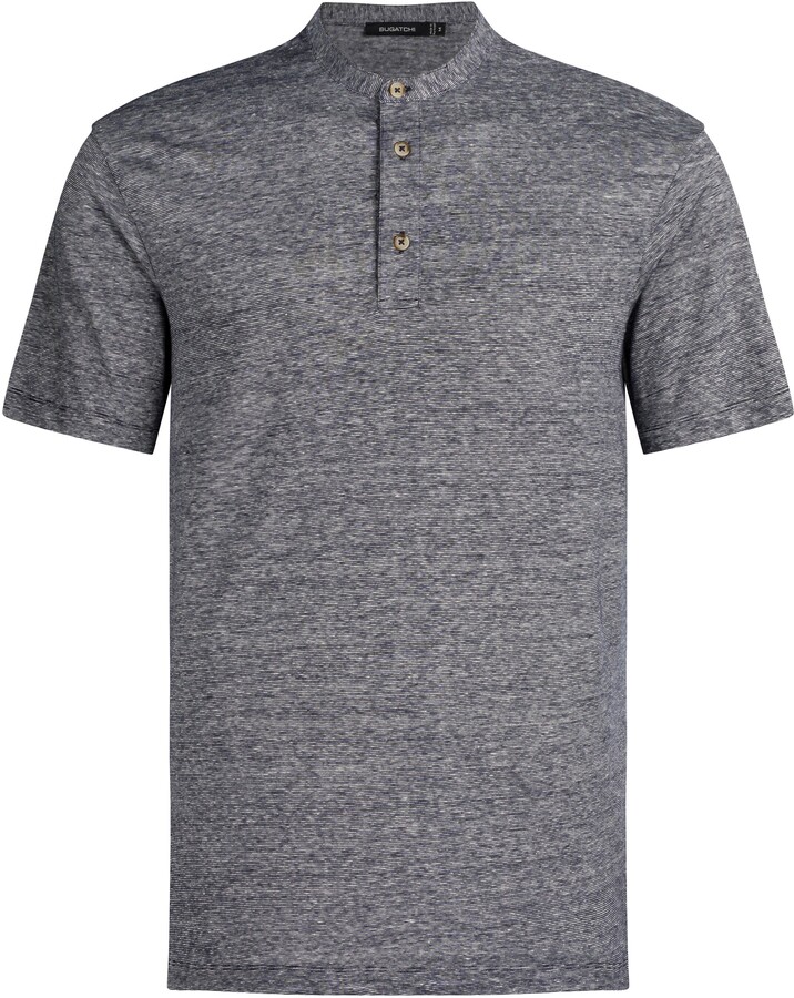 Bugatchi Men's Stripe Linen Blend Henley T-Shirt - ShopStyle Short Sleeve  Shirts