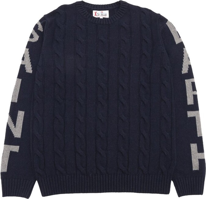 Mc2 Saint Barth Kids Intarsia-Knit Logo Crewneck Jumper