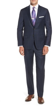 Hickey Freeman Men's Classic B Fit Plaid Wool Suit