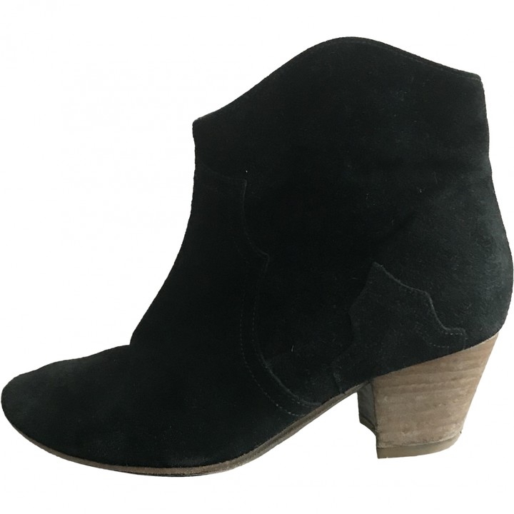 Isabel Marant Dicker Black Suede Ankle boots - ShopStyle