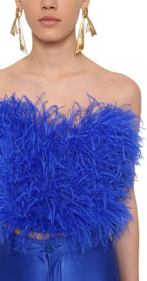 ATTICO Strapless Feather Embellished Top