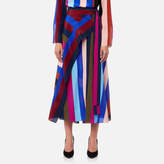 Diane von Furstenberg Women's Draped Wrap Maxi Skirt Carson Stripe Black/Multi
