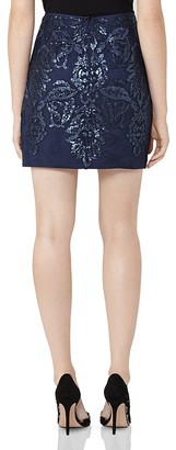 Reiss Georgianna Sequin Lace Mini Skirt