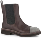 Thumbnail for your product : Brunello Cucinelli Beaded toe-cap leather biker boots