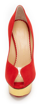 Thumbnail for your product : Charlotte Olympia Suede Daphne Pumps