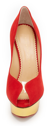 Charlotte Olympia Suede Daphne Pumps