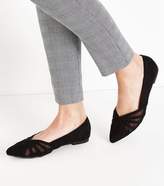 Thumbnail for your product : New Look Black Suedette Strappy Mesh Pointed Pumps