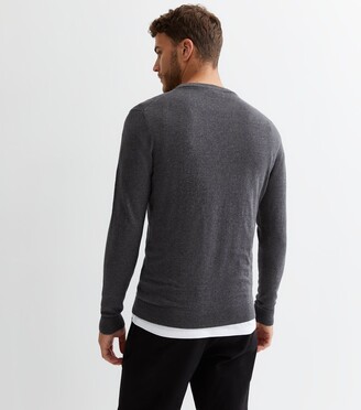 Mens Grey Knit Crewneck Sweater