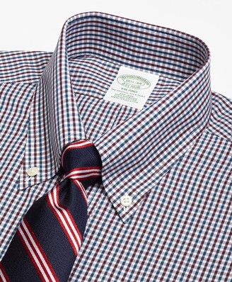 Brooks Brothers Milano Slim-Fit Dress Shirt, Non-Iron Two-Color Gingham