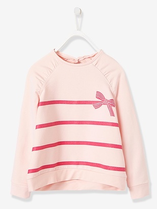 Girls Striped Sweatshirt - pale pink striped, Girls | Vertbaudet