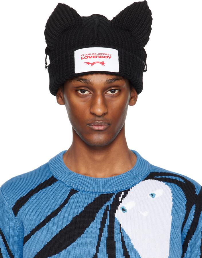 Charles Jeffrey Loverboy Black Chunky Ears Beanie - ShopStyle Hats