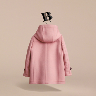 Burberry Wool Duffle Coat with Check-lined Hood