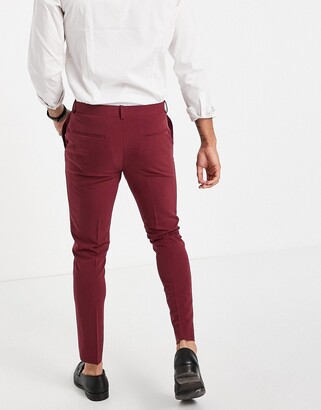 ASOS DESIGN super skinny suit trousers in burgundy