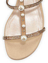 Thumbnail for your product : Rene Caovilla Embellished T-Strap Flat Sandal, Gold