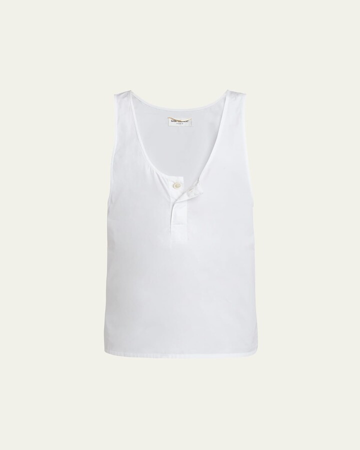 Saint Laurent Scoop-Neck Cotton Tank Top