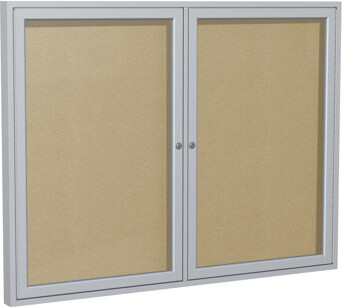 Ghent 2 Door Enclosed Vinyl Bulletin Board with Satin Frame