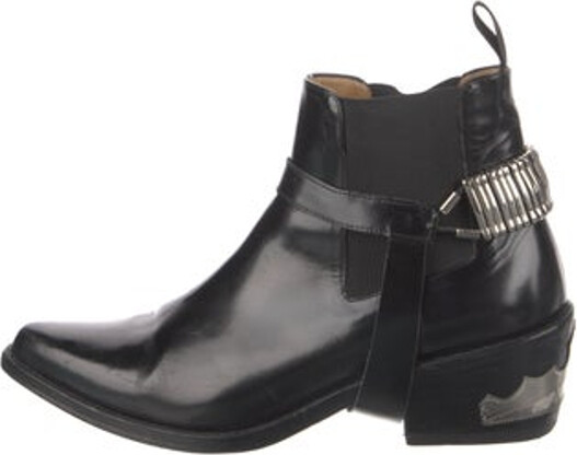 Toga Pulla Leather Ankle Chelsea Boots Black Semi-Pointed Toes Unfortunately, due to restrictions, this item may not be eligible for shipping in all areas. | Toga Pulla Leather Chelsea Boots in Black, Women's IT 39 | 9