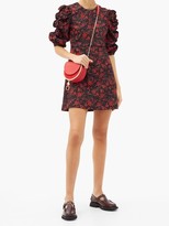 Thumbnail for your product : See by Chloe Floral Sweetheartl-print Crepe Mini Dress - Black Print