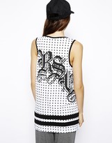 Thumbnail for your product : ASOS COLLECTION Tank in Polka Dot with Chest Motif