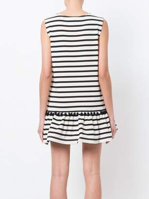 Marc Jacobs Pompom-Embellished Striped Cotton-Jersey Mini Dress