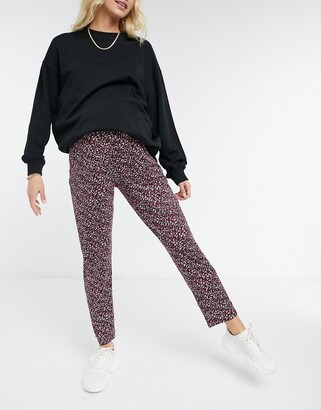 New Look Maternity soft touch jogger in burgundy spot print