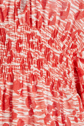 Majestic Filatures Shirred printed linen-jersey mini dress