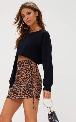 PrettyLittleThing Black Side Lace Up Mini Skirt