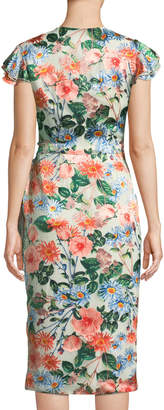 Alice + Olivia Garnet Floral-Print Silk Wrap Dress