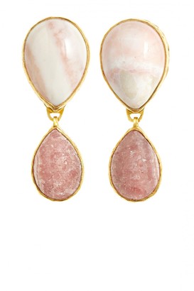 HEATHER BENJAMIN Pink Agate Drop Earrings
