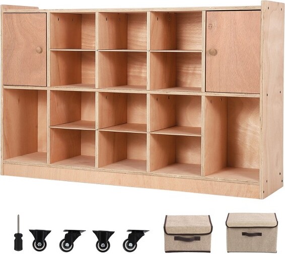 SunnyFurn 1SetofPlywoodCoatandHatLockers(Model:CL-015)withDoorsandTwelveCompartments