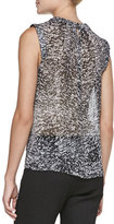 Thumbnail for your product : Rebecca Taylor Sleeveless Double-Layer White Noise-Print Top