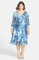 Thumbnail for your product : Komarov Print Charmeuse & Chiffon Dress (Plus Size)