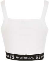 Thumbnail for your product : River Island Girls Ribbed Cropped Top-White
