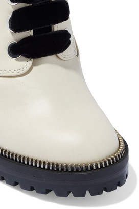 Sergio Rossi Zip-embellished Leather Platform Ankle Boots