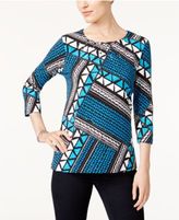 Thumbnail for your product : Alfred Dunner Easy Going Mixed-Print Top