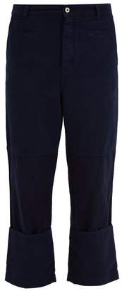 Loewe Mid Rise Straight Leg Cotton Trousers - Mens - Navy