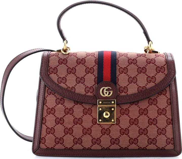 Gucci Ophidia Flap Top Handle Bag GG Canvas Small