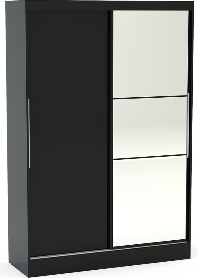 Dunelm Lynx 132cm Sliding Double Wardrobe, Mirrored Black ShopStyle