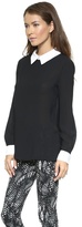 Thumbnail for your product : DKNY Long Sleeve Blouse with Contrast Collar & Cuffs