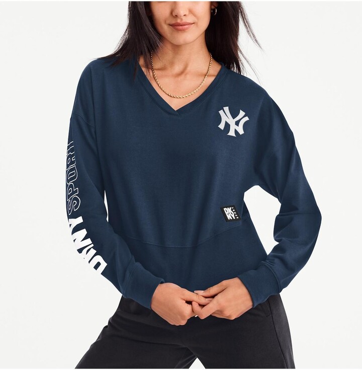 DKNY Women's Sport Navy New York Yankees Lily V-Neck Pullover