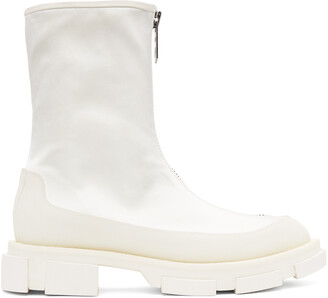 both Off-White Satin Gao Two-Way Boots