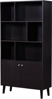 Banior 67" 3 Bookcase With Doors In Coffee - Provides Enough Room For Books, Photos, Bins, Vases, Decorative Boxes Shelf, Waterproof, Scratch Simple Assembly