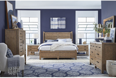 Latitude Run Panel Bed 2 Open Nightstands Drawer Dresser With Landscape Mirror And Drawer Chest