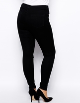 Thumbnail for your product : ASOS CURVE Ridley Skinny Jean With Busted Knee In Black