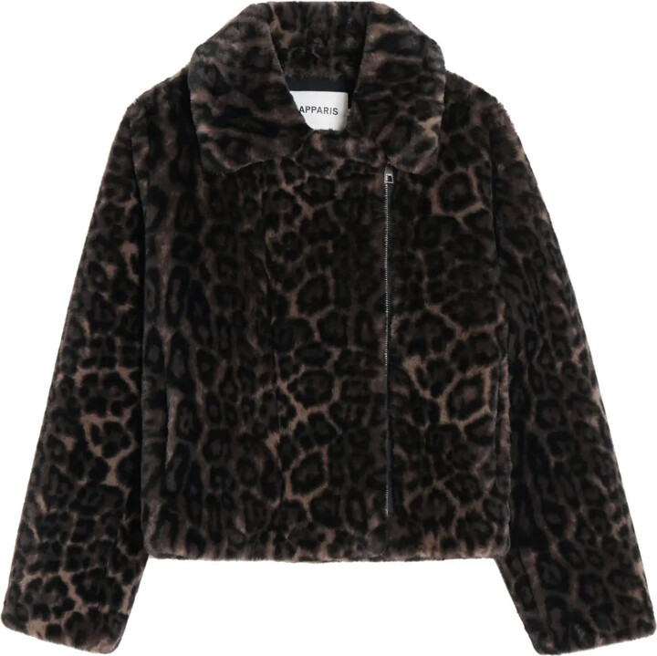 Apparis Leopard-Print Zippered Faux-Fur Jacket