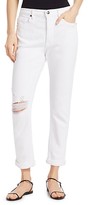 Thumbnail for your product : Frame Le Beau Distressed High-Rise Straight-Leg Jeans
