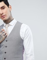 Thumbnail for your product : Harry Brown Lilac Puppy Tooth Wedding Skinny Fit Suit Waistcoat